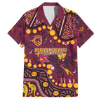 Brisbane Broncos Family Matching Long Sleeve Bodycon Dress and Hawaiian Shirt Aboriginal Pattern with Graffiti Style Design