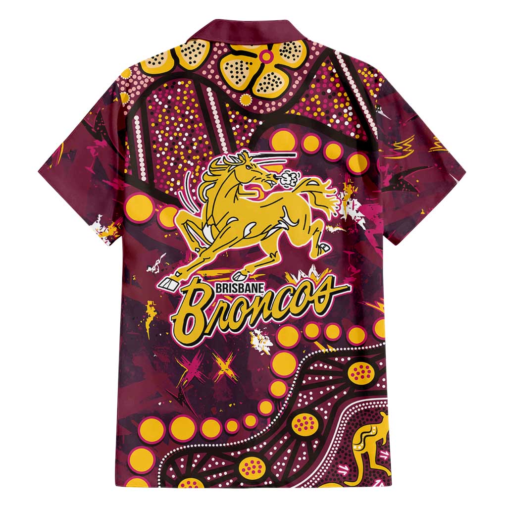 Brisbane Broncos Family Matching Long Sleeve Bodycon Dress and Hawaiian Shirt Aboriginal Pattern with Graffiti Style Design