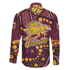 Brisbane Broncos Family Matching Long Sleeve Bodycon Dress and Hawaiian Shirt Aboriginal Pattern with Graffiti Style Design