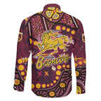 Brisbane Broncos Family Matching Mermaid Dress and Hawaiian Shirt Aboriginal Pattern with Graffiti Style Design