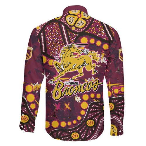 Brisbane Broncos Family Matching Mermaid Dress and Hawaiian Shirt Aboriginal Pattern with Graffiti Style Design