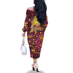 Brisbane Broncos Family Matching Off The Shoulder Long Sleeve Dress and Hawaiian Shirt Aboriginal Pattern with Graffiti Style Design