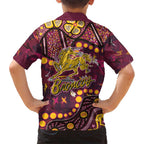 Brisbane Broncos Family Matching Off Shoulder Maxi Dress and Hawaiian Shirt Aboriginal Pattern with Graffiti Style Design