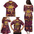 Brisbane Broncos Family Matching Puletasi and Hawaiian Shirt Aboriginal Pattern with Graffiti Style Design