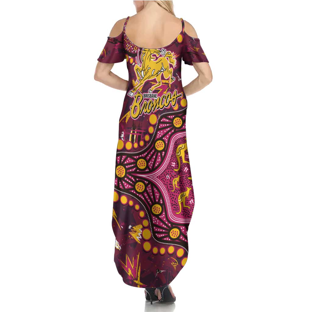 Brisbane Broncos Family Matching Summer Maxi Dress and Hawaiian Shirt Aboriginal Pattern with Graffiti Style Design