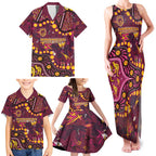 Brisbane Broncos Family Matching Tank Maxi Dress and Hawaiian Shirt Aboriginal Pattern with Graffiti Style Design