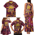 Brisbane Broncos Family Matching Tank Maxi Dress and Hawaiian Shirt Aboriginal Pattern with Graffiti Style Design