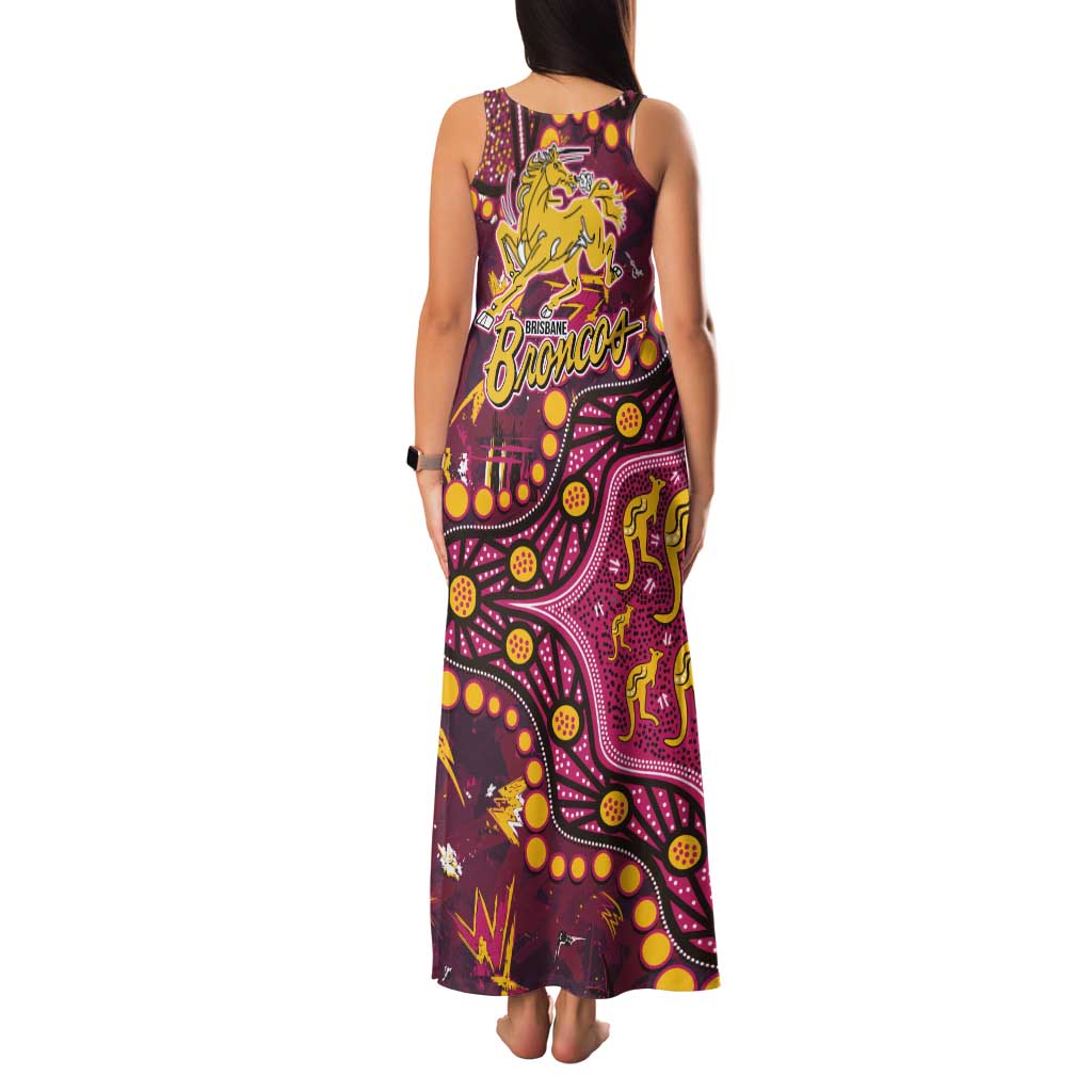 Brisbane Broncos Family Matching Tank Maxi Dress and Hawaiian Shirt Aboriginal Pattern with Graffiti Style Design