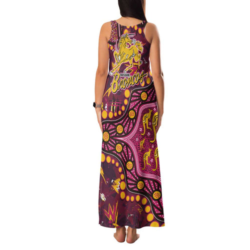 Brisbane Broncos Family Matching Tank Maxi Dress and Hawaiian Shirt Aboriginal Pattern with Graffiti Style Design