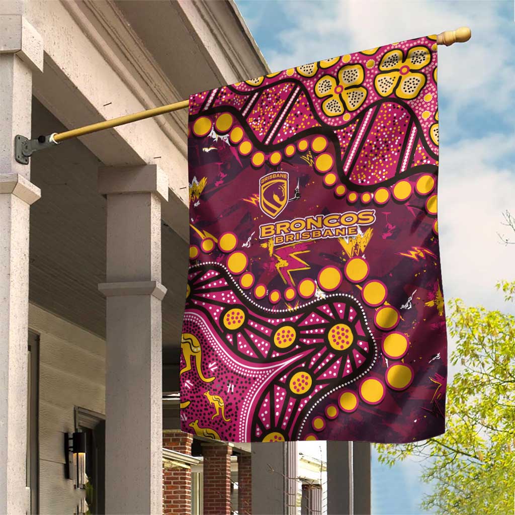 Brisbane Broncos Garden Flag Aboriginal Pattern with Graffiti Style Design