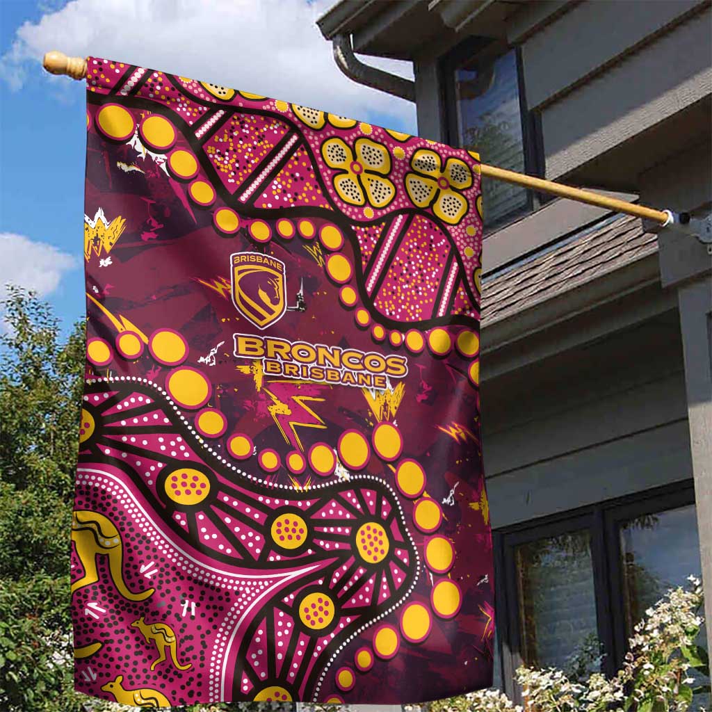 Brisbane Broncos Garden Flag Aboriginal Pattern with Graffiti Style Design