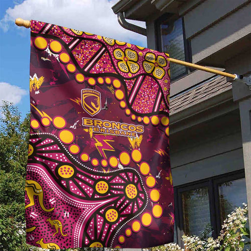 Brisbane Broncos Garden Flag Aboriginal Pattern with Graffiti Style Design