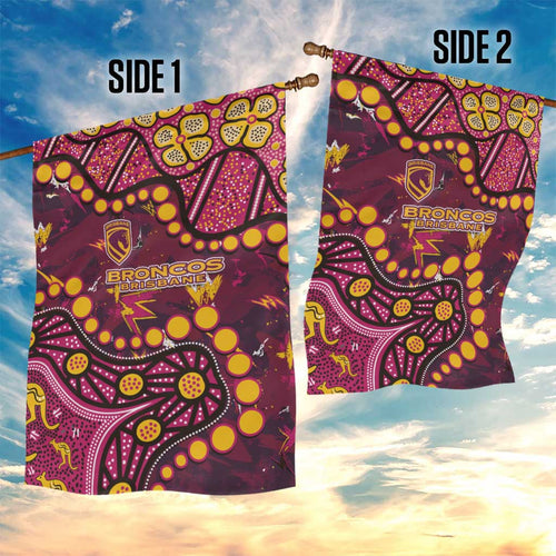 Brisbane Broncos Garden Flag Aboriginal Pattern with Graffiti Style Design