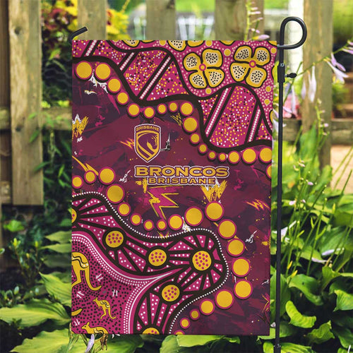 Brisbane Broncos Garden Flag Aboriginal Pattern with Graffiti Style Design
