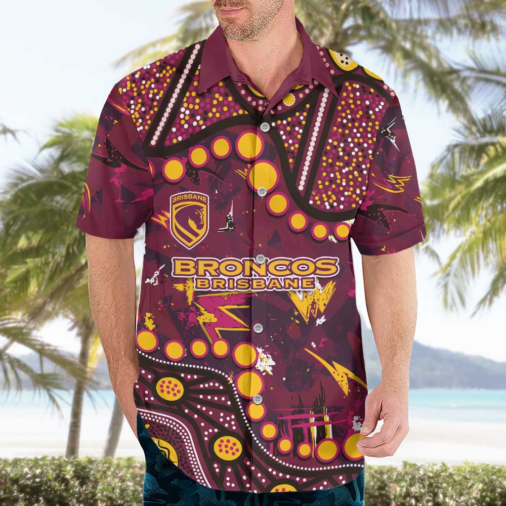 Brisbane Broncos Hawaiian Shirt Aboriginal Pattern with Graffiti Style Design