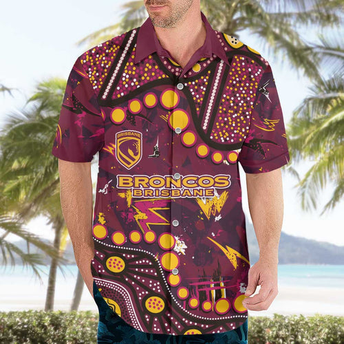 Brisbane Broncos Hawaiian Shirt Aboriginal Pattern with Graffiti Style Design
