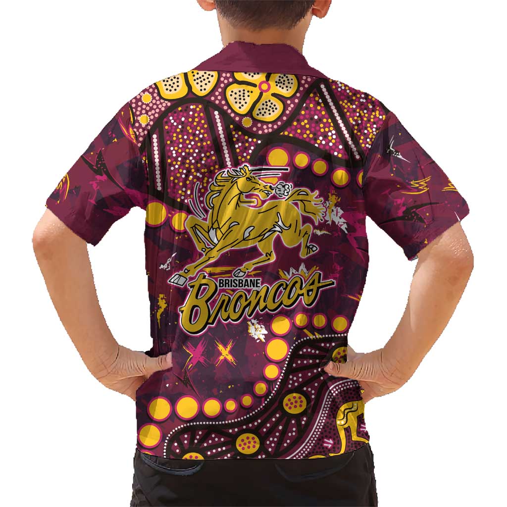 Brisbane Broncos Hawaiian Shirt Aboriginal Pattern with Graffiti Style Design