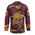 Brisbane Broncos Hockey Jersey Aboriginal Pattern with Graffiti Style Design