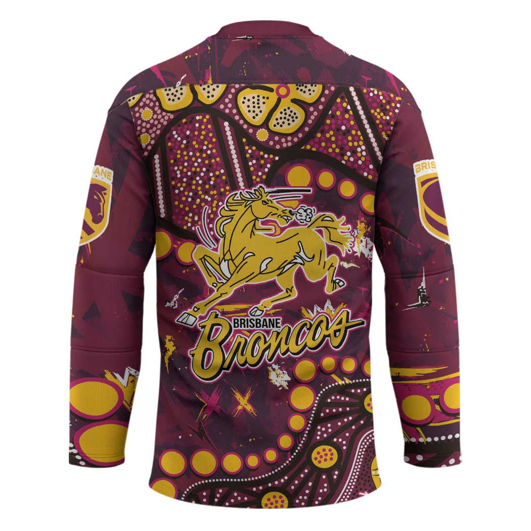 Brisbane Broncos Hockey Jersey Aboriginal Pattern with Graffiti Style Design