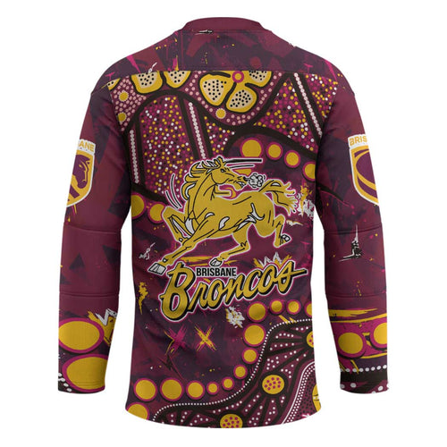 Brisbane Broncos Hockey Jersey Aboriginal Pattern with Graffiti Style Design
