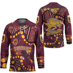 Brisbane Broncos Hockey Jersey Aboriginal Pattern with Graffiti Style Design