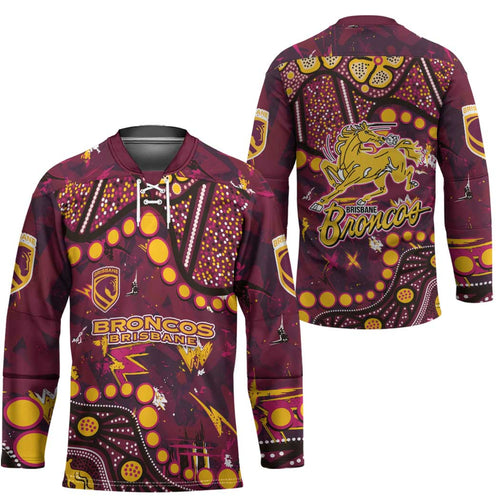 Brisbane Broncos Hockey Jersey Aboriginal Pattern with Graffiti Style Design
