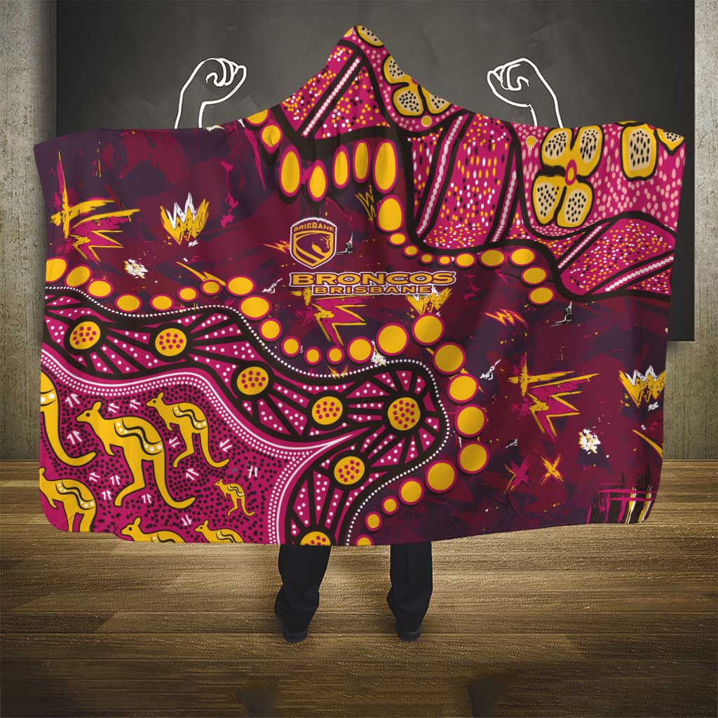 Brisbane Broncos Hooded Blanket Aboriginal Pattern with Graffiti Style Design