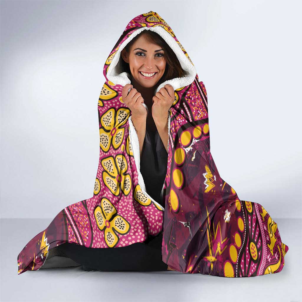 Brisbane Broncos Hooded Blanket Aboriginal Pattern with Graffiti Style Design