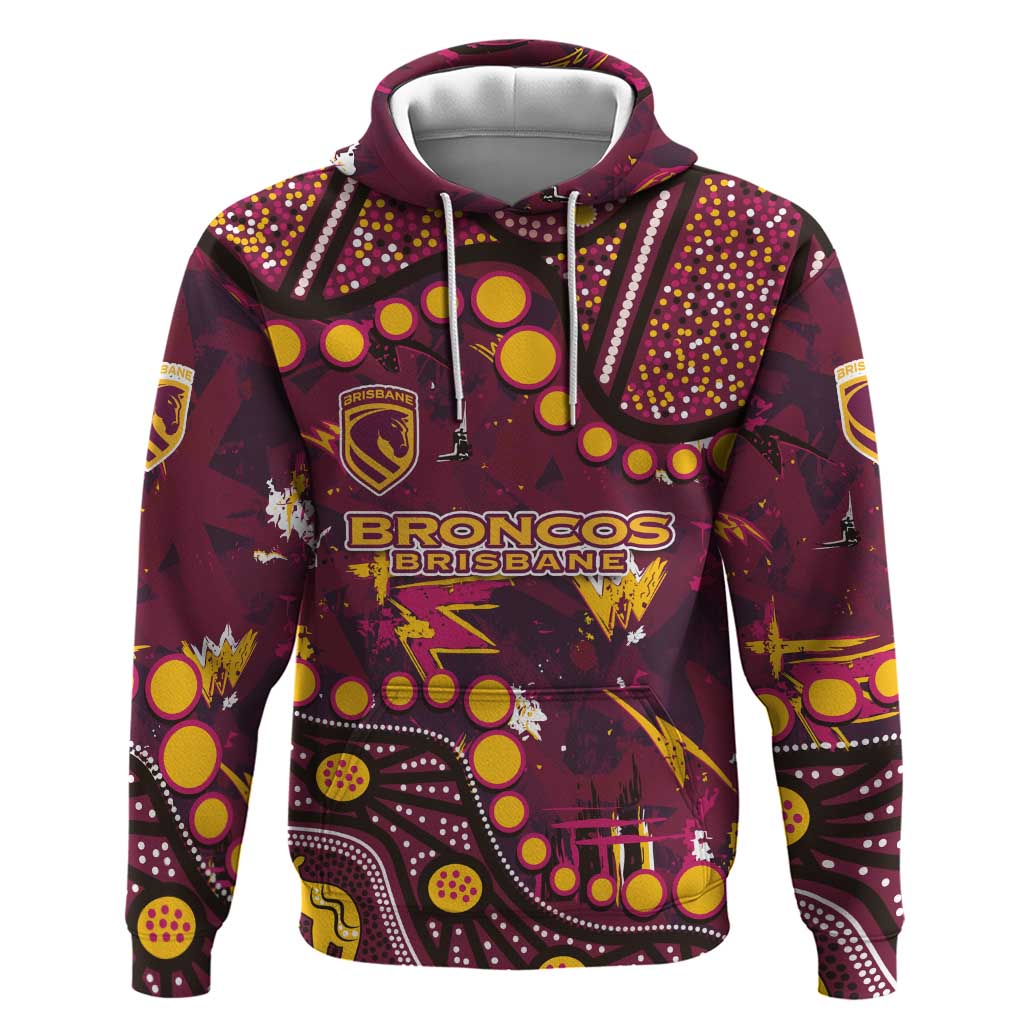 Brisbane Broncos Hoodie Aboriginal Pattern with Graffiti Style Design