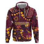 Brisbane Broncos Hoodie Aboriginal Pattern with Graffiti Style Design