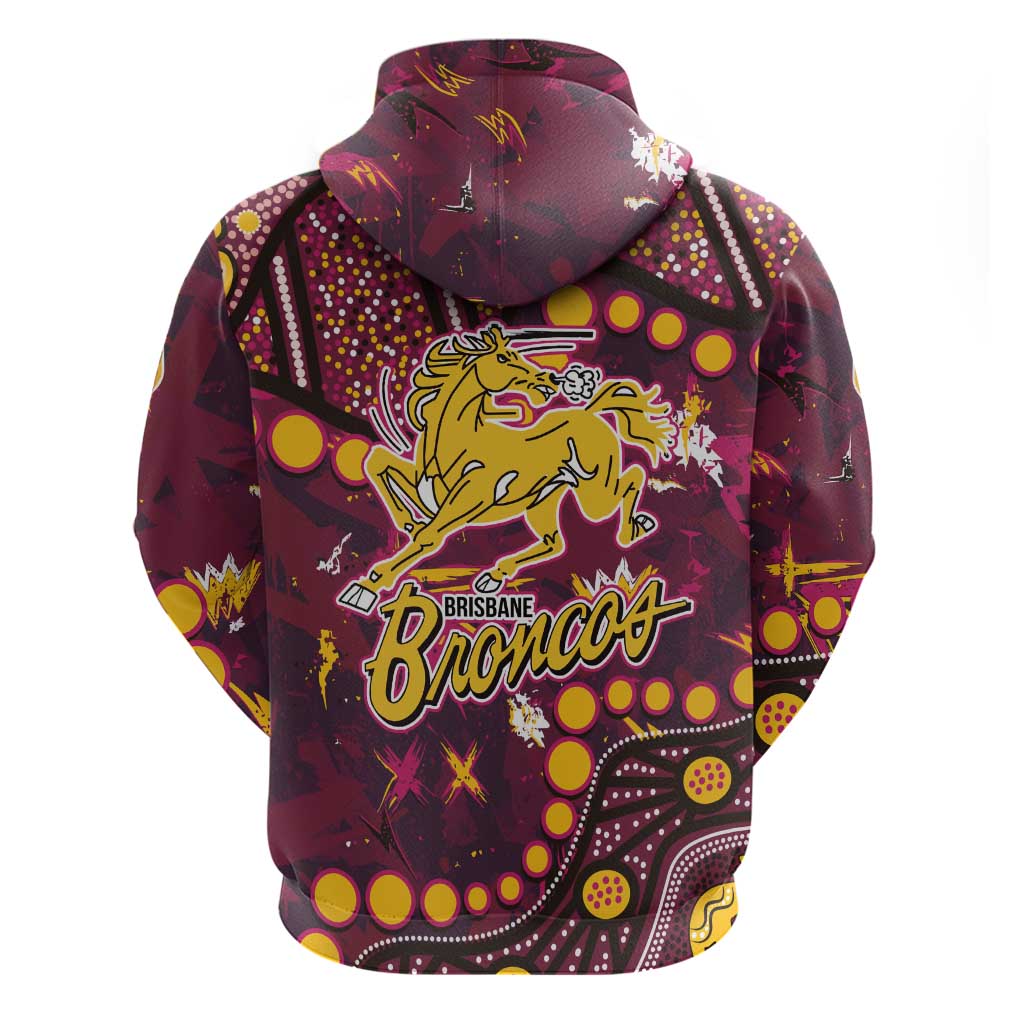 Brisbane Broncos Hoodie Aboriginal Pattern with Graffiti Style Design