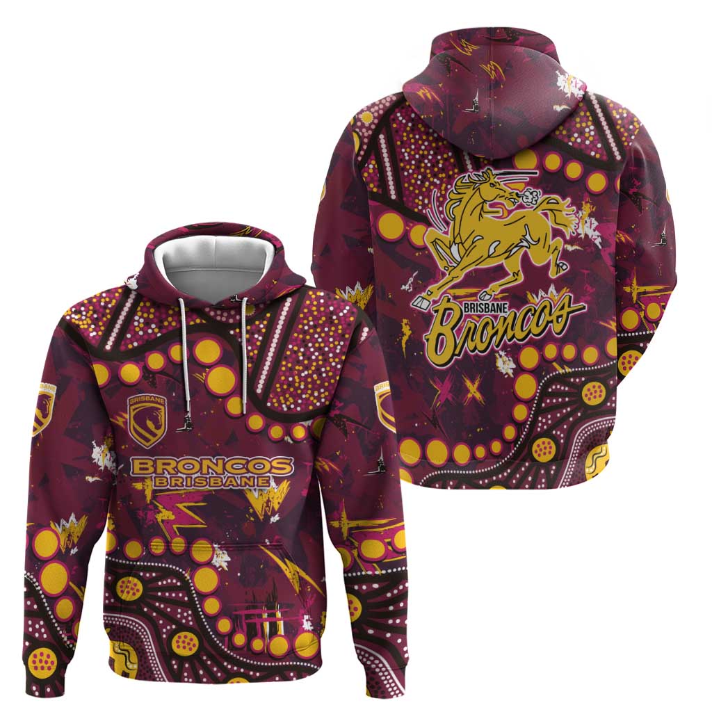 Brisbane Broncos Hoodie Aboriginal Pattern with Graffiti Style Design