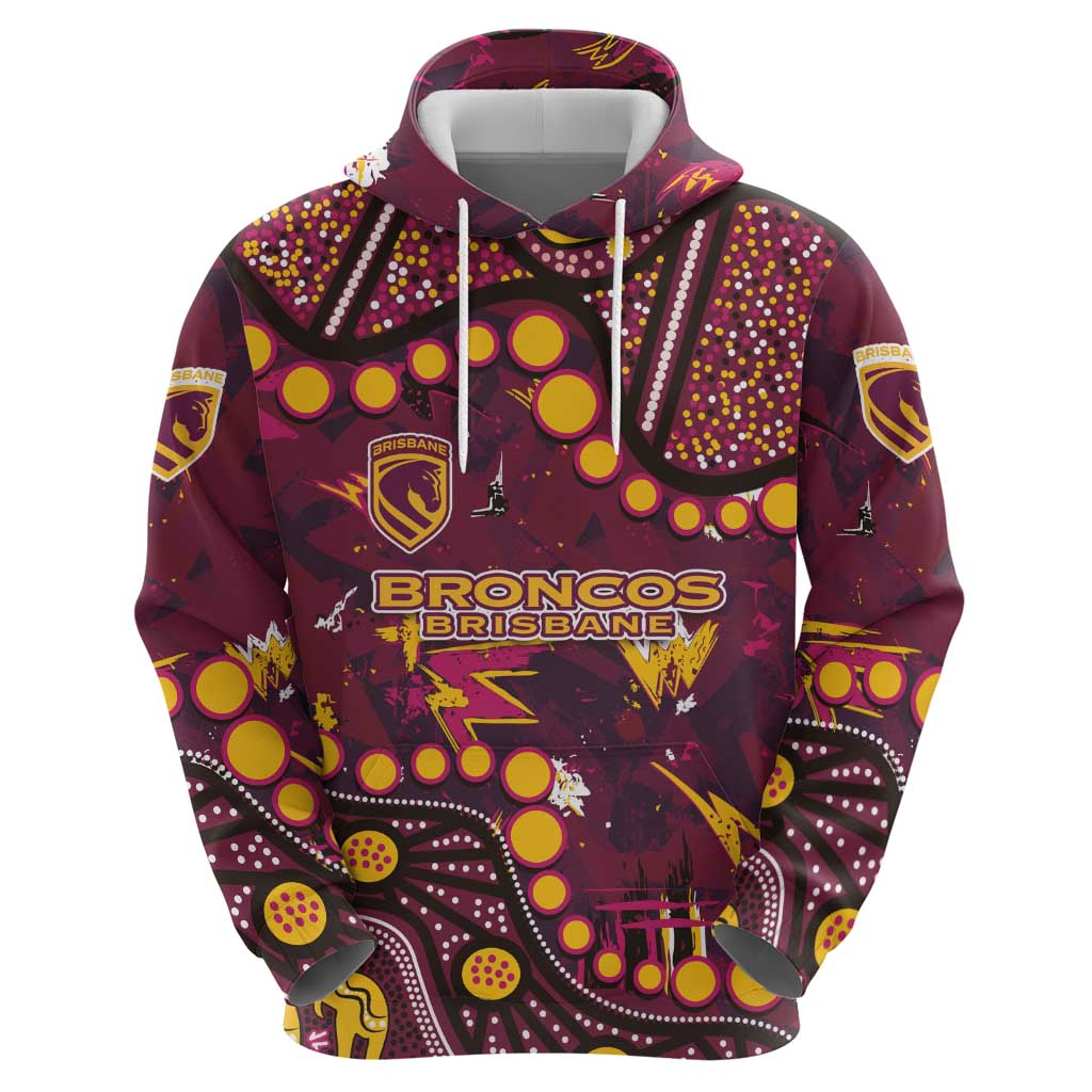 Brisbane Broncos Hoodie Aboriginal Pattern with Graffiti Style Design