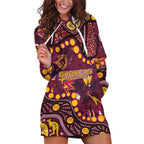 Brisbane Broncos Hoodie Dress Aboriginal Pattern with Graffiti Style Design