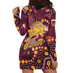 Brisbane Broncos Hoodie Dress Aboriginal Pattern with Graffiti Style Design
