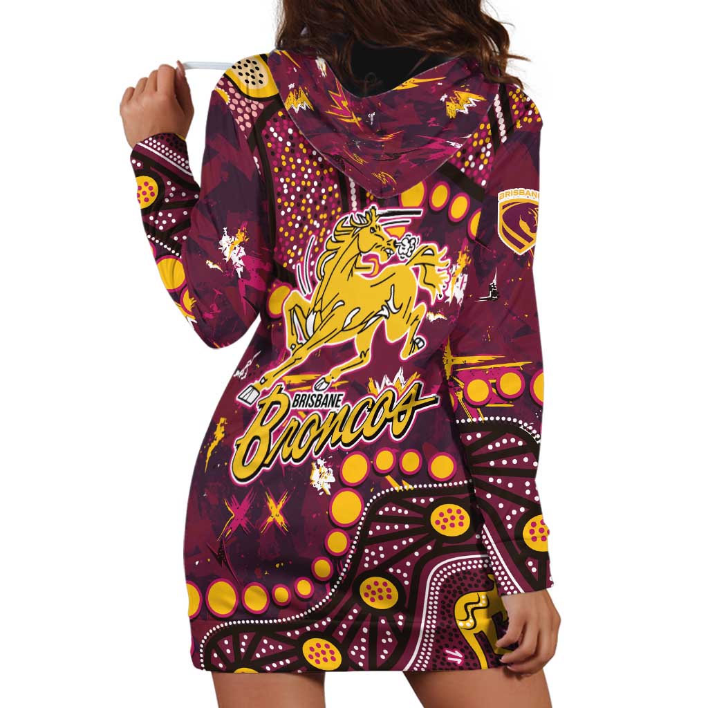 Brisbane Broncos Hoodie Dress Aboriginal Pattern with Graffiti Style Design