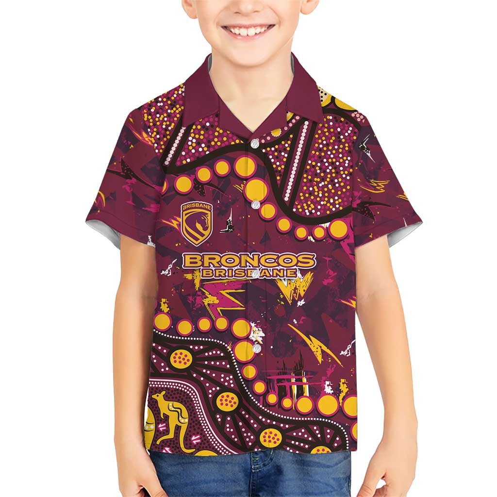 Brisbane Broncos Kid Hawaiian Shirt Aboriginal Pattern with Graffiti Style Design