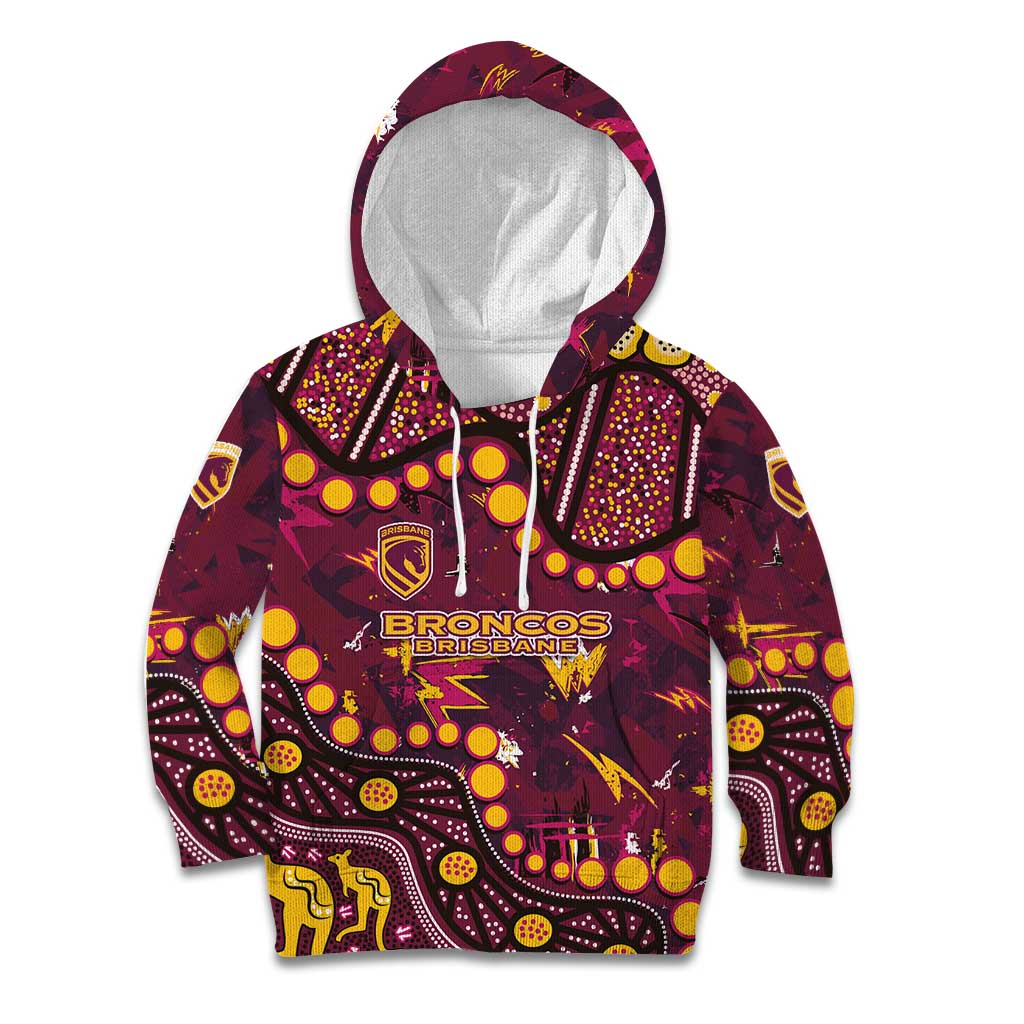 Brisbane Broncos Kid Hoodie Aboriginal Pattern with Graffiti Style Design