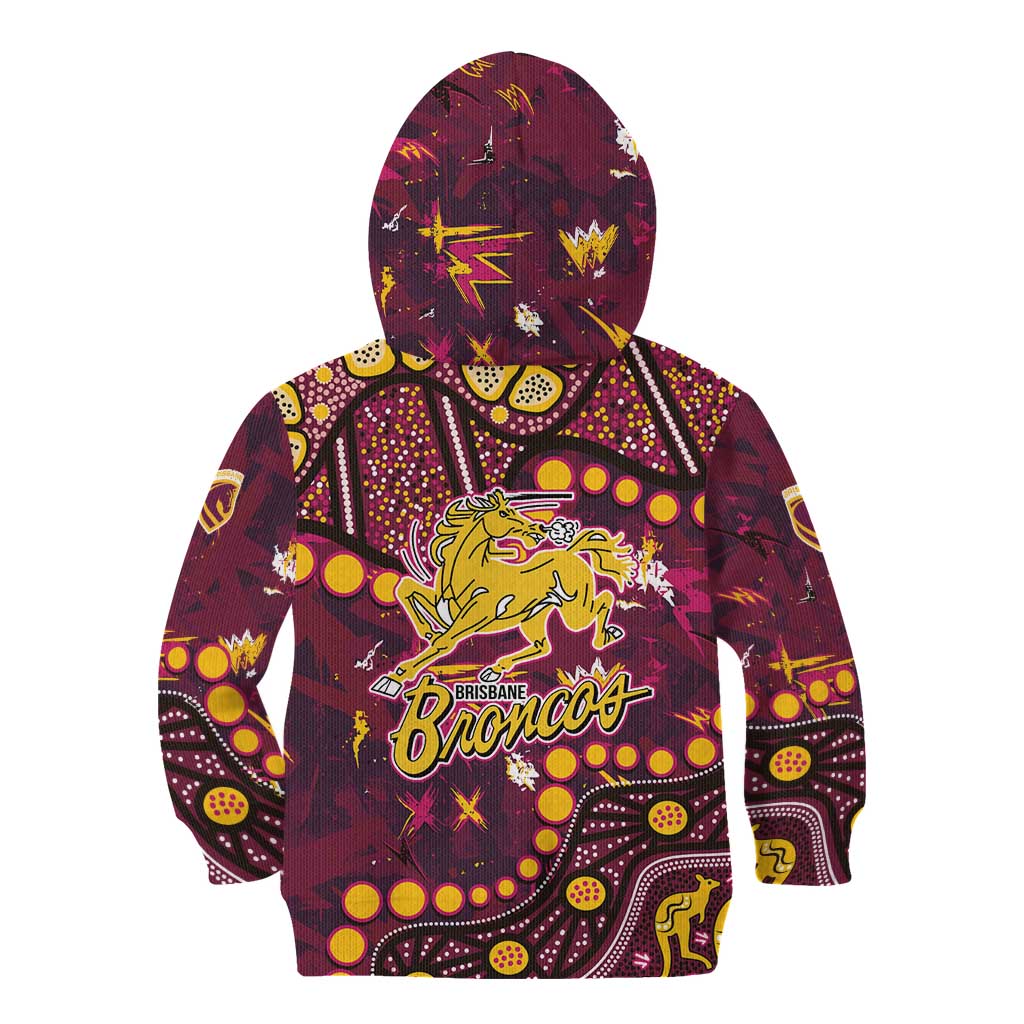 Brisbane Broncos Kid Hoodie Aboriginal Pattern with Graffiti Style Design