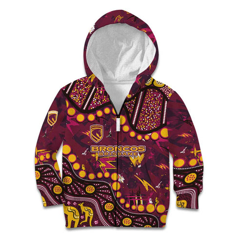 Brisbane Broncos Kid Hoodie Aboriginal Pattern with Graffiti Style Design