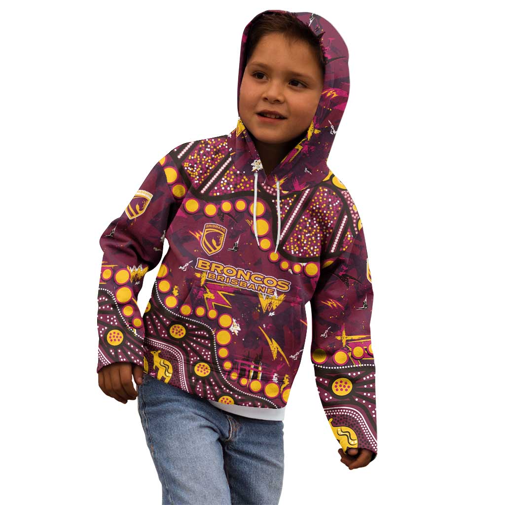 Brisbane Broncos Kid Hoodie Aboriginal Pattern with Graffiti Style Design