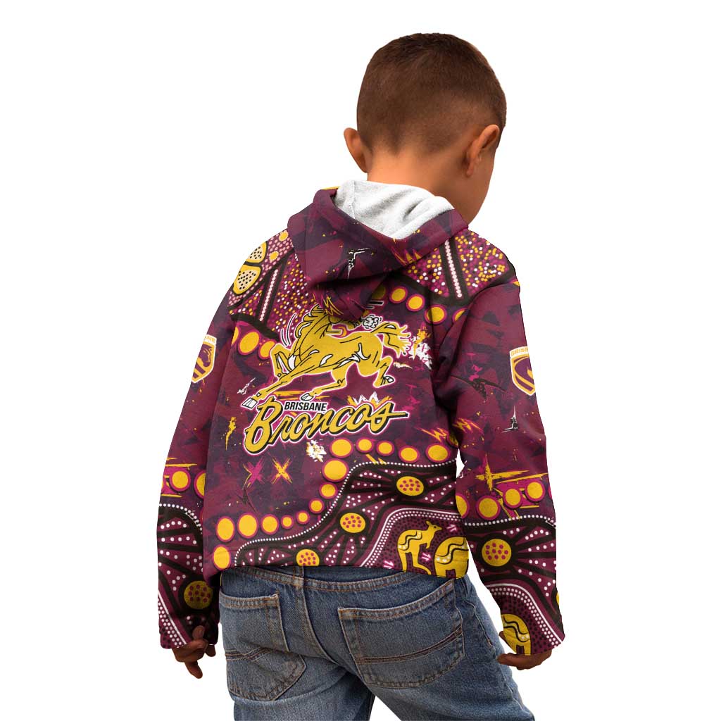 Brisbane Broncos Kid Hoodie Aboriginal Pattern with Graffiti Style Design