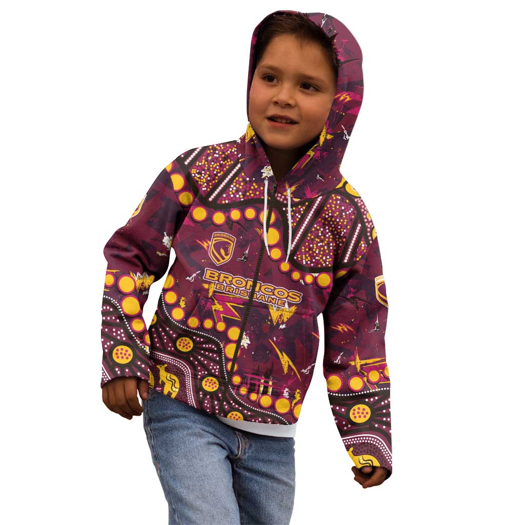 Brisbane Broncos Kid Hoodie Aboriginal Pattern with Graffiti Style Design