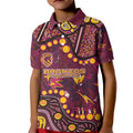 Brisbane Broncos Kid Polo Shirt Aboriginal Pattern with Graffiti Style Design