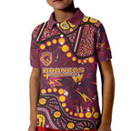 Brisbane Broncos Kid Polo Shirt Aboriginal Pattern with Graffiti Style Design