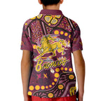 Brisbane Broncos Kid Polo Shirt Aboriginal Pattern with Graffiti Style Design