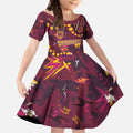 Brisbane Broncos Kid Short Sleeve Dress Aboriginal Pattern with Graffiti Style Design