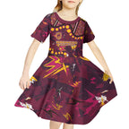 Brisbane Broncos Kid Short Sleeve Dress Aboriginal Pattern with Graffiti Style Design