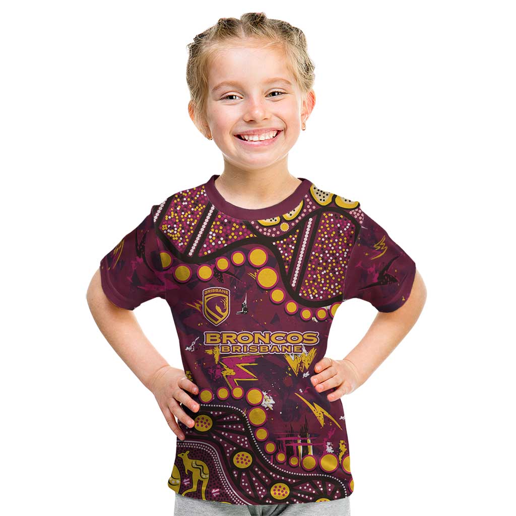 Brisbane Broncos Kid T Shirt Aboriginal Pattern with Graffiti Style Design
