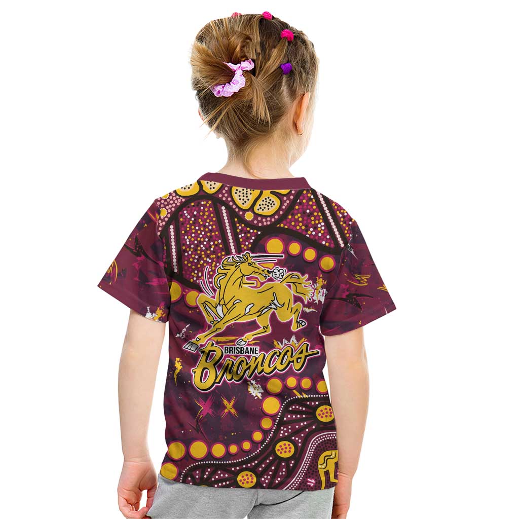 Brisbane Broncos Kid T Shirt Aboriginal Pattern with Graffiti Style Design